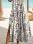 Women's Artistic Floral Print Slit Long Dress