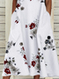 Women's Sleeveless Summer White Floral Printing Crew Neck Daily Going Out Casual Maxi H-Line Fit & Flare Dress Dress
