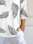 Women's Feather Print Casual T-Shirt