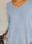Women's Striped Print Casual Three-quarter Sleeve T-shirt