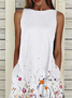 Women's Sleeveless Summer White Floral Printing Crew Neck Daily Going Out Casual Maxi H-Line Fit & Flare Dress Dress