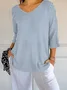 Women's Striped Print Casual Three-quarter Sleeve T-shirt