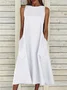 Women's Sleeveless Summer Gray Plain Printing Crew Neck Daily Going Out Casual Maxi H-Line Fit & Flare Dress Dress