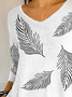 Women's Feather Print Casual T-Shirt