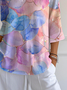Casual V Neck Loose Leaf T-Shirt