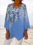 V Neck Floral Casual Blouse