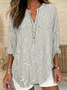 Women's Floral Print Casual V-Neck Shirt