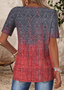 Loose Crew Neck Gradient Pattern Casual T-Shirt