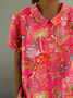 Floral Loose Shawl Collar Vintage T-Shirt