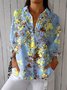 Floral Shirt Collar Casual Loose Shirt