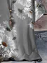 Women's Short Sleeve T-shirt Summer Gray Floral Printing Crew Neck Daily Going Out Casual Top