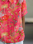 Floral Loose Shawl Collar Vintage T-Shirt