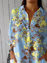 Floral Shirt Collar Casual Loose Shirt
