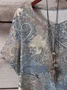 Women's Short Sleeve T-shirt Summer Blue Floral Printing Crew Neck Daily Going Out Casual Top