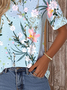 Crew Neck Floral Jersey Casual T-Shirt