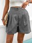 2025 New European and American Loose Casual Pants Cross-border Button Decoration Solid Color High Waist Straight Shorts Women