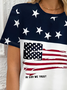 Women's In God We Trust Printed Casual Round Neck Short Sleeve T-Shirt