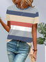 Women's Striped Printed Casual Round Neck Short Sleeve T-Shirt
