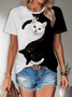 Women's Cat Print Casual Round Neck Short Sleeve T-Shirt