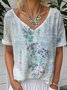 Casual Gradient Pattern Loose Cotton Blouse
