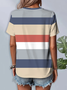 Women's Striped Printed Casual Round Neck Short Sleeve T-Shirt