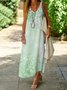 Floral Regular Fit V Neck Casual Dress With No