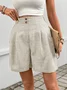 2025 New European and American Loose Casual Pants Cross-border Button Decoration Solid Color High Waist Straight Shorts Women