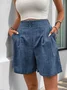 2025 New European and American Loose Casual Pants Cross-border Button Decoration Solid Color High Waist Straight Shorts Women