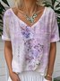 Casual Gradient Pattern Loose Cotton Blouse
