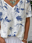 Casual Gradient Pattern Linen Blend Blouse
