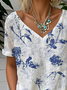 Casual Gradient Pattern Linen Blend Blouse