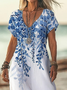 Women's Floral Print Casual V-Neck Short Sleeve Dress