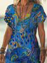 Women's Abstract Print Casual V-Neck Short Sleeve Dress