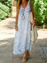 Floral Regular Fit V Neck Casual Dress With No