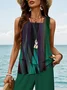 Women's Abstract Print Casual Vest and Pants Two-Piece Set