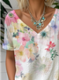 Casual Gradient Pattern Linen Blend Blouse