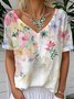 Casual Gradient Pattern Linen Blend Blouse