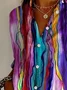 Women's Long Sleeve Shirt Spring/Fall As Picture Abstract Buckle Shirt Collar Daily Going Out Casual Top