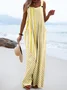 Striped Boho Linen Blend Jumpsuit