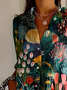 Women's Long Sleeve Shirt Spring/Fall As Picture Floral Buckle Shirt Collar Daily Going Out Casual Top