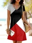 V Neck Urban Cotton Regular Fit Dress With No