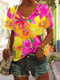 Women's Floral Print Casual Short Sleeve T-Shirt