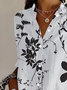 Women's Long Sleeve Shirt Spring/Fall White Floral Buckle Shirt Collar Daily Going Out Casual Top