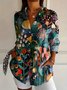 Floral Shirt Collar Casual Cotton Shirt