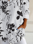 Women's Long Sleeve Shirt Spring/Fall White Floral Buckle Shirt Collar Daily Going Out Casual Top