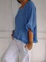 Women's Three Quarter Sleeve T-shirt Spring/Fall Apricot Plain Cotton Crew Neck Daily Going Out Casual Top