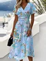 Casual V Neck Regular Fit Dress With No
