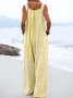 Striped Boho Linen Blend Jumpsuit