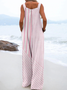 Striped Boho Linen Blend Jumpsuit