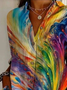 Women's Long Sleeve Shirt Spring/Fall As Picture Abstract Buckle Shirt Collar Daily Going Out Casual Top